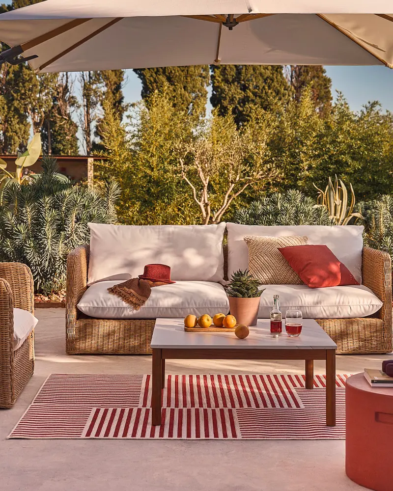 table basse jardin imitation marbre