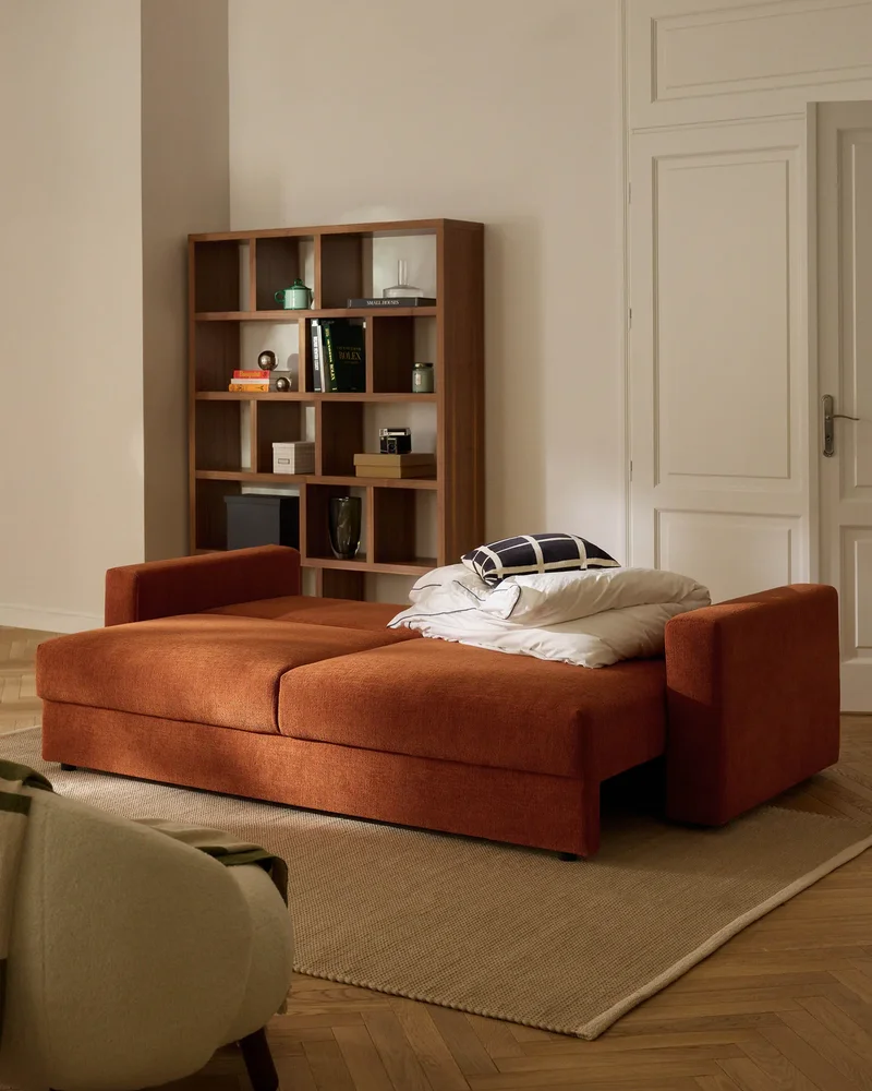Canapé convertible en velours terracotta Westwing