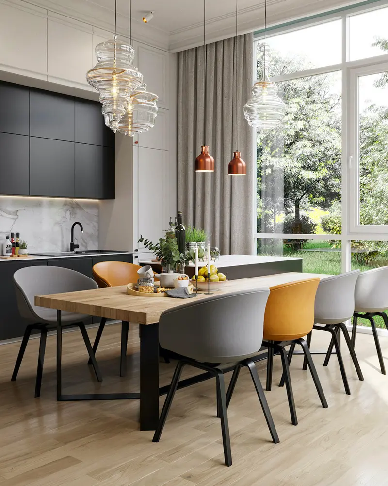 chaise jaune moutarde deco salle a manger