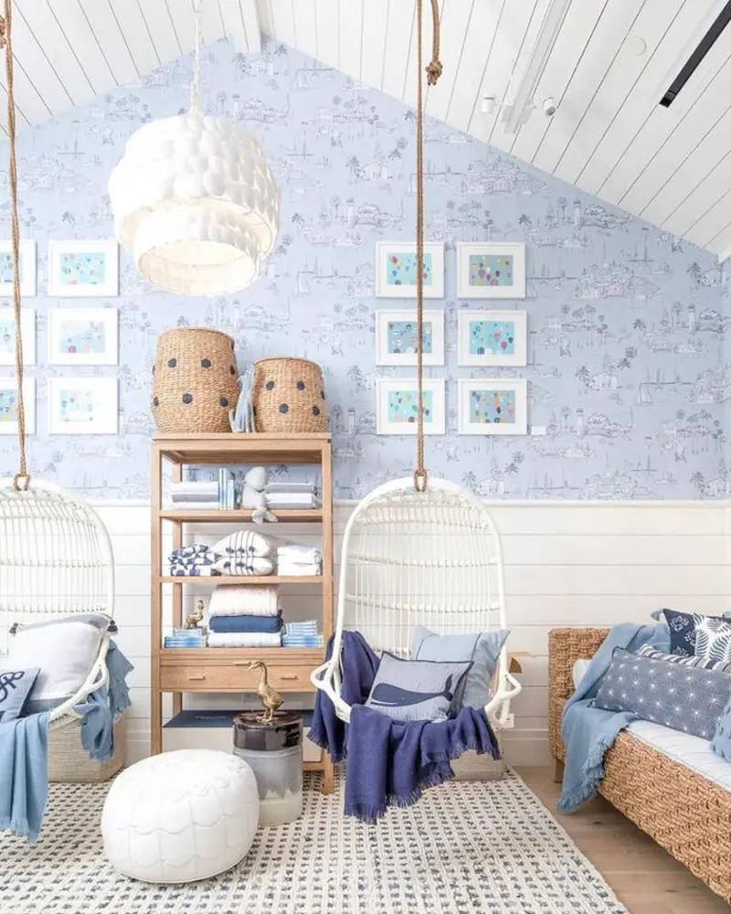 deco chambre enfant bord de mer plage bleu nature
