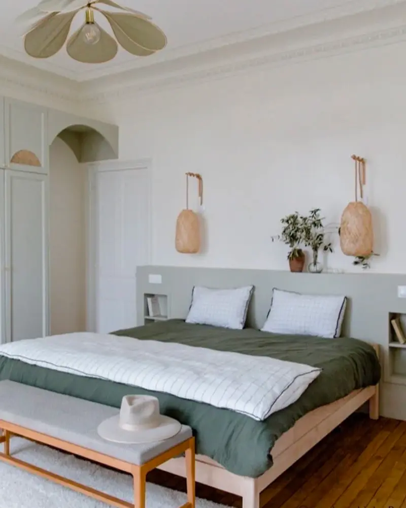 deco chambre scandinave boheme vert