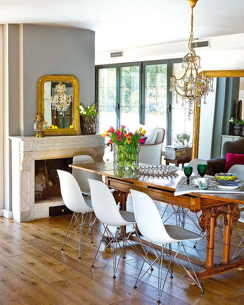 deco salle a manger chic doree