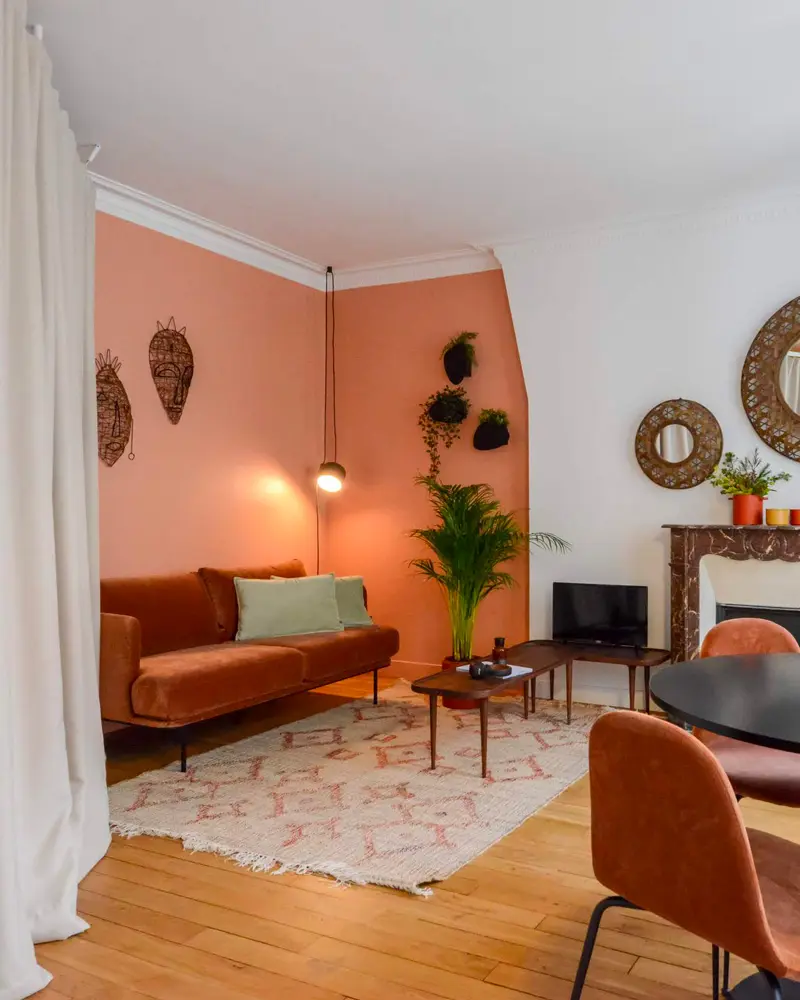 deco salon mur orange