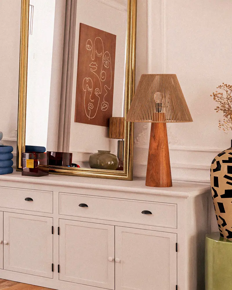 lampe corde bois