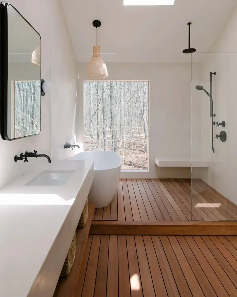deco salle de bain minimaliste moderne blanc bois