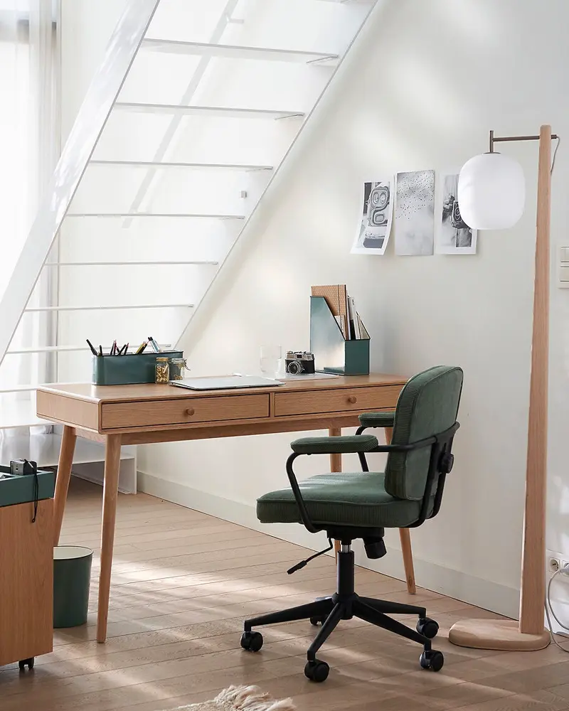 chaise bureau velours vert kaki