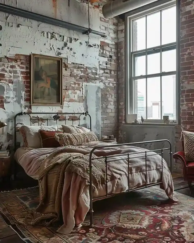 deco chambre industrielle boheme coloree
