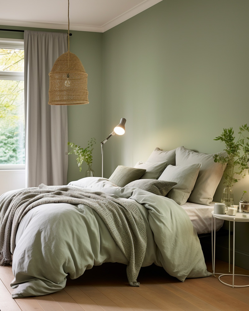 deco chambre mur vert sauge