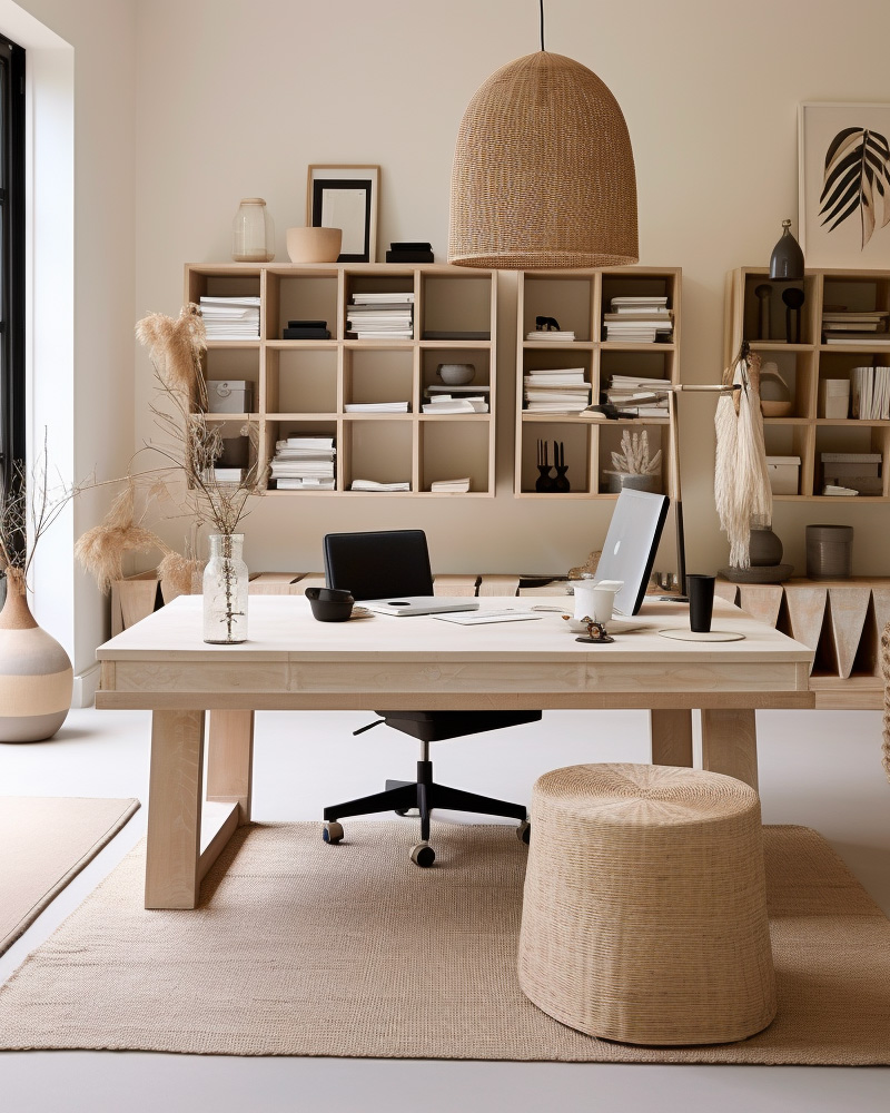 deco ethnique bureau beige
