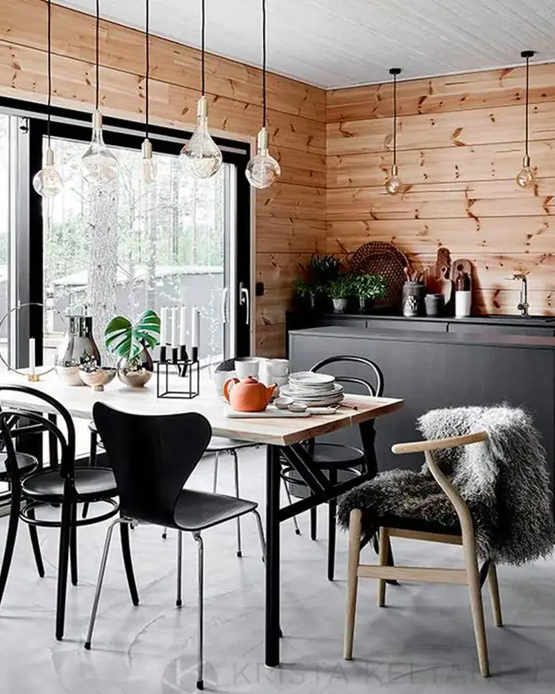 deco salle a manger scandinave noir bois