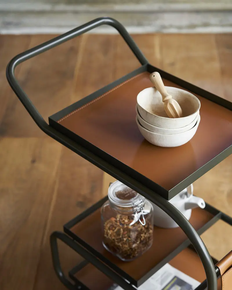 desserte metal cuir recycle