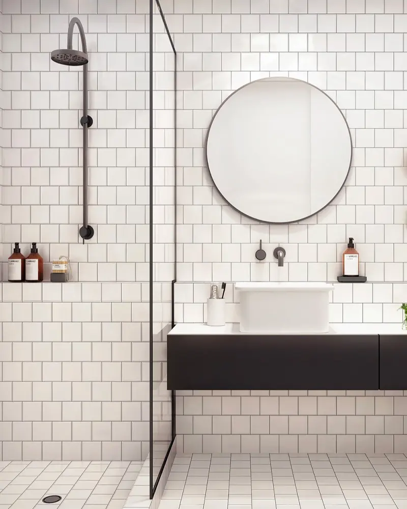 deco salle de bain minimaliste moderne noir blanc