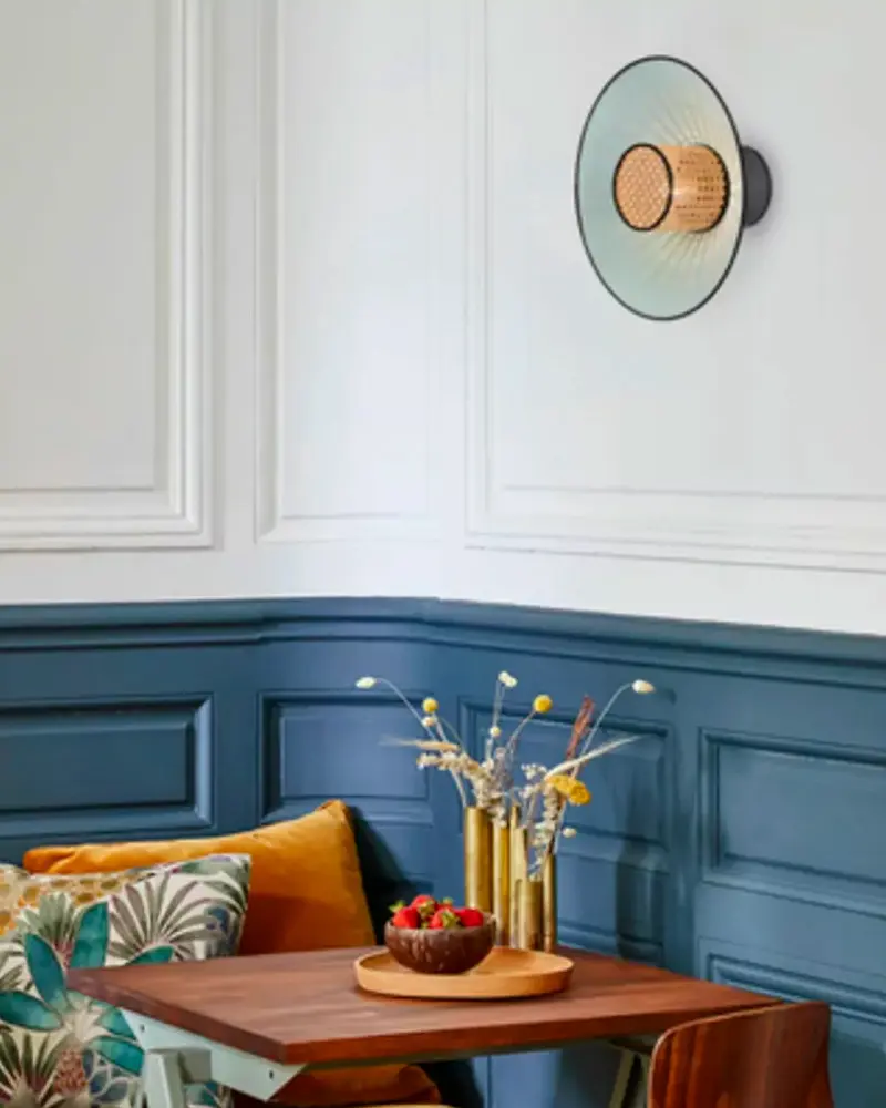 applique murale bleu pastel cannage