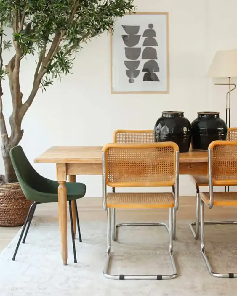 chaise cannage deco salle a manger