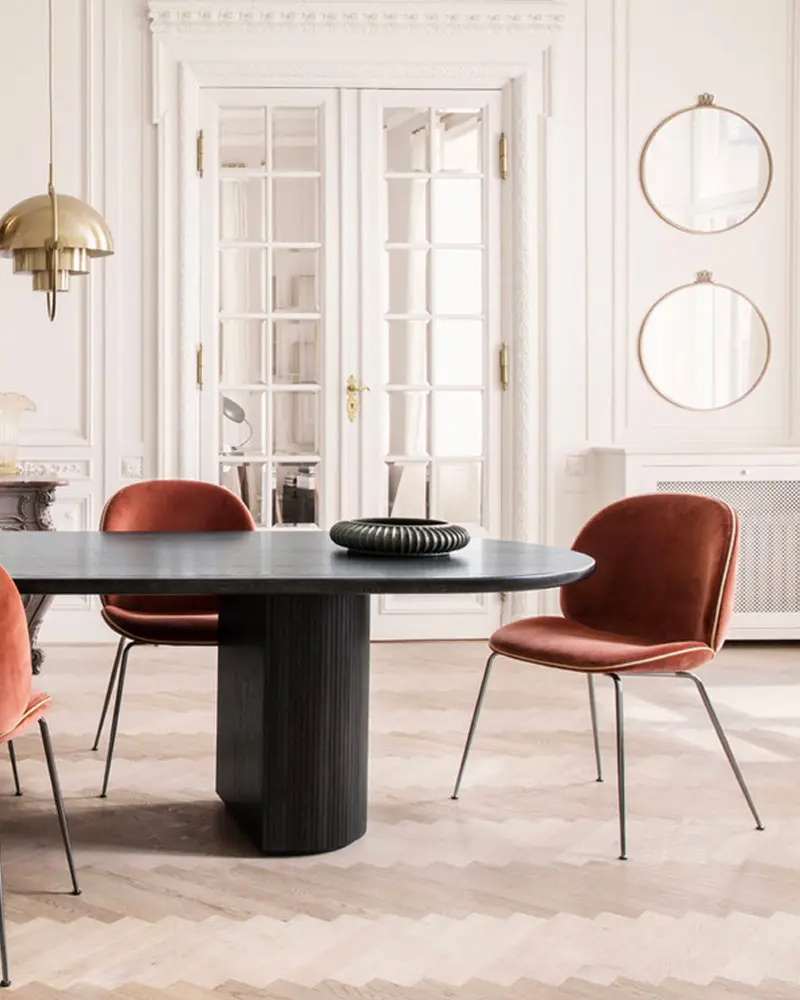 chaise velours terracotta deco salle a manger