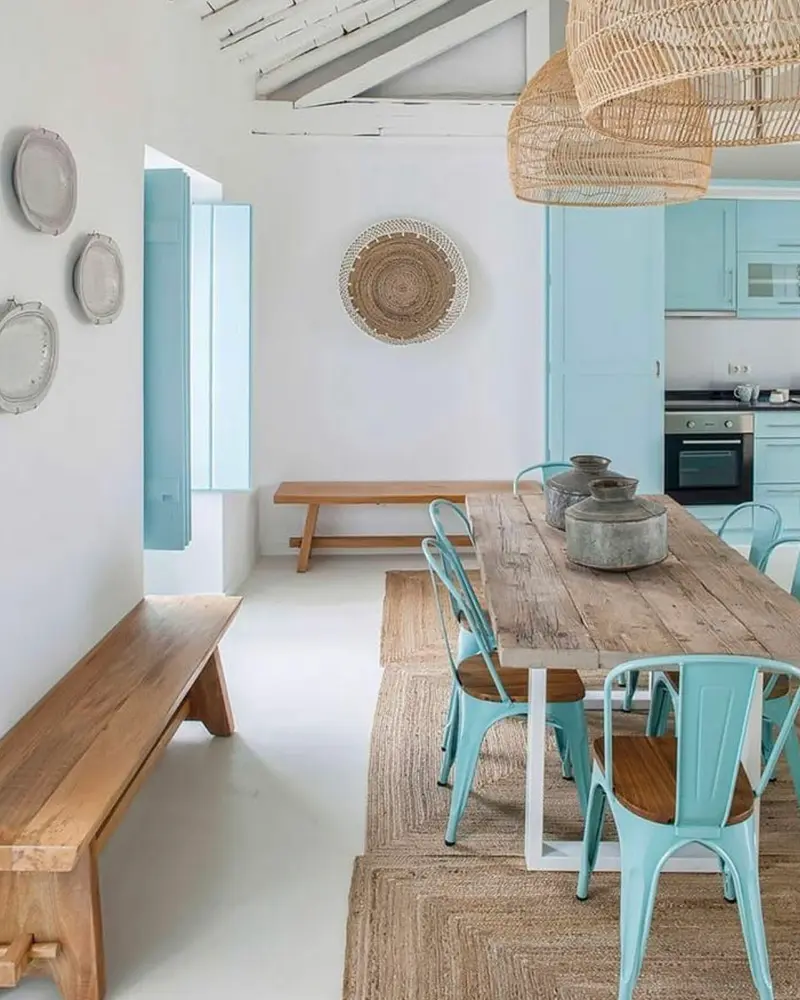 deco salle a manger bord de mer bleu