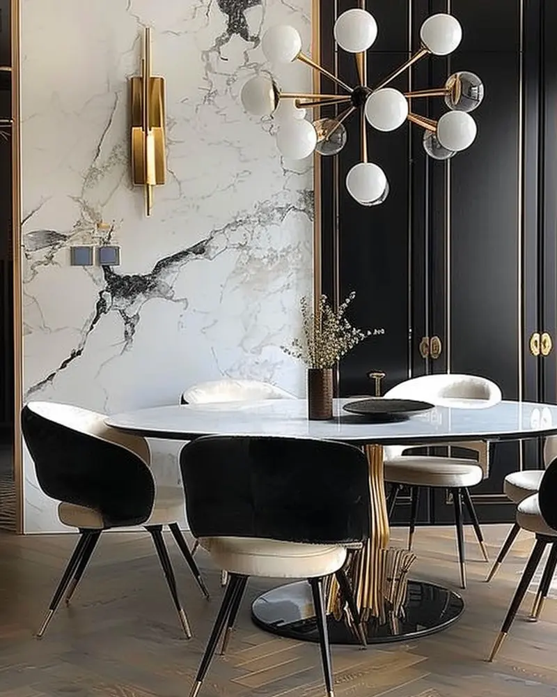 deco salle a manger chic marbre