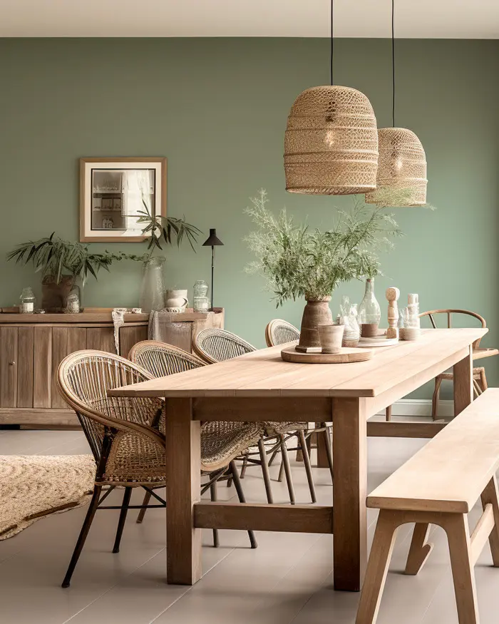 deco salle a manger nature vert bois