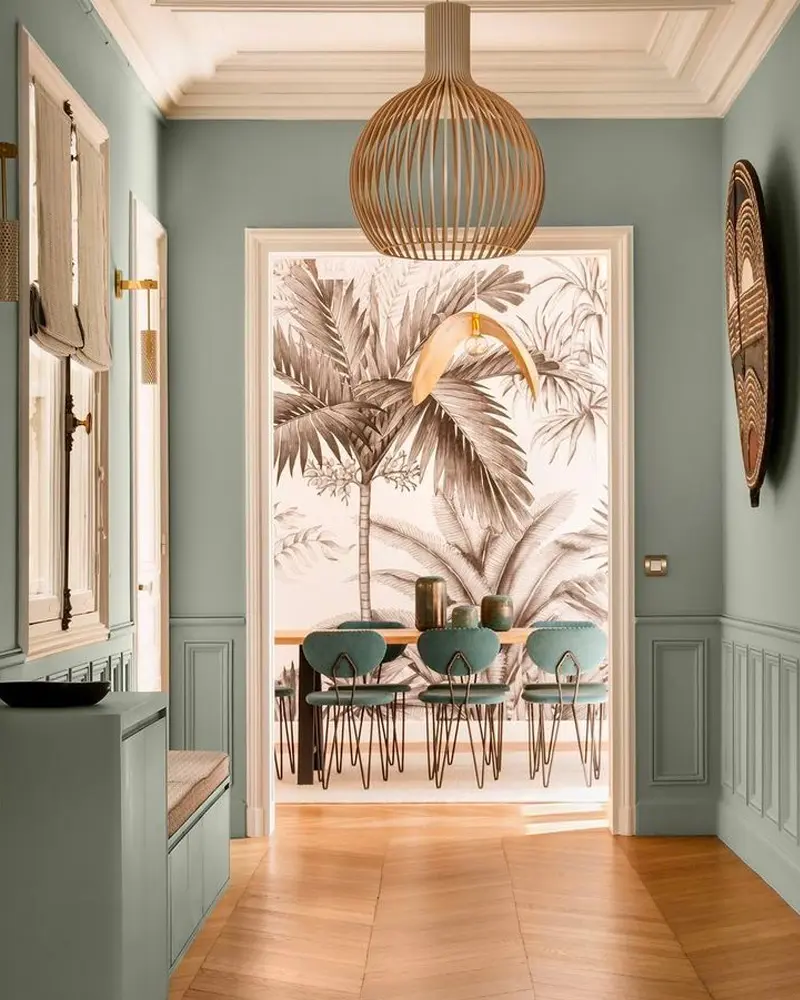 deco salle a manger tropicale vert