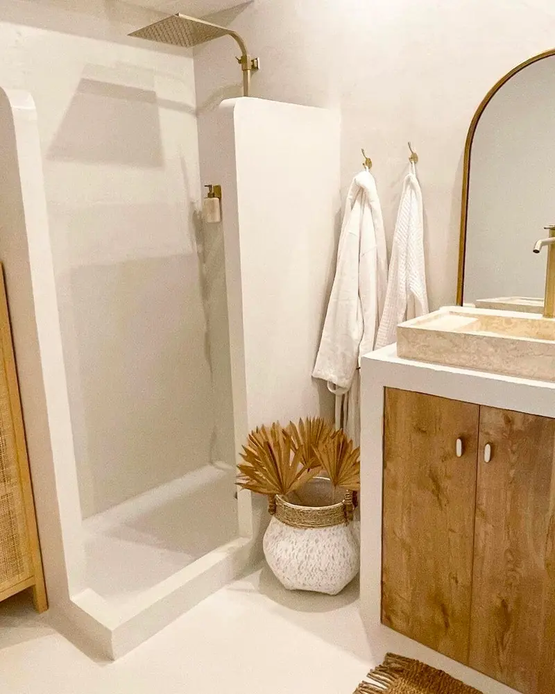 deco salle de bain boheme beton bois