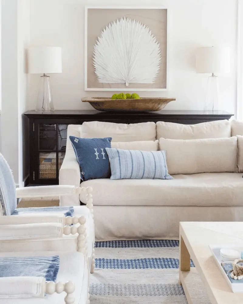 deco salon bord de mer chic beige bleu