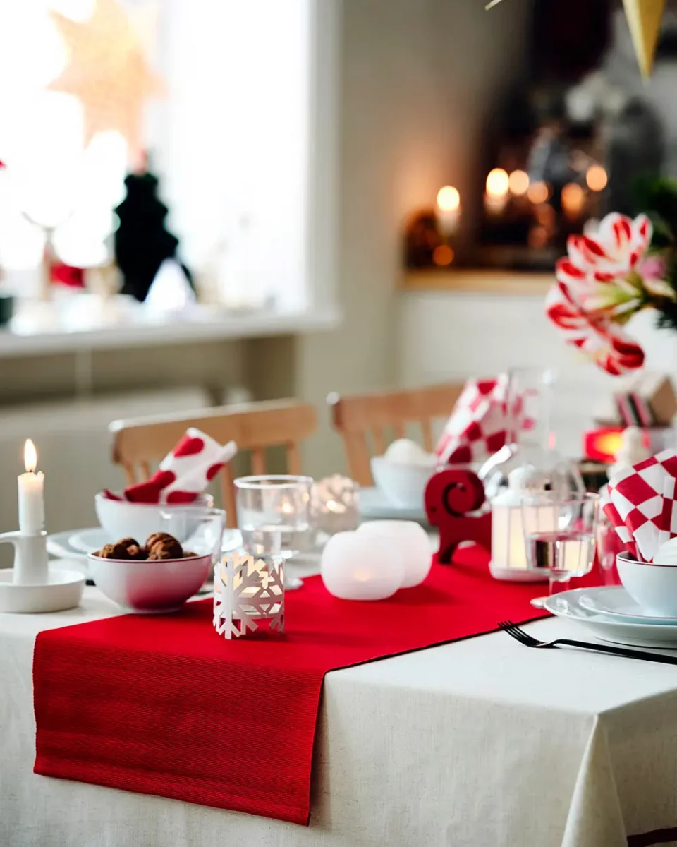 deco table noel rouge blanc