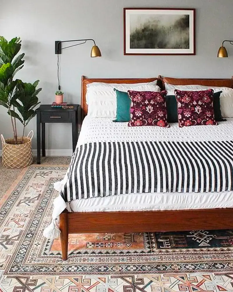 lit cuir deco chambre vintage