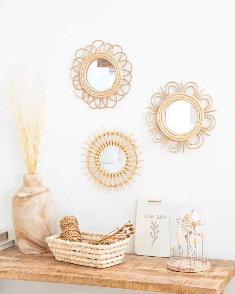 lot miroirs rotin