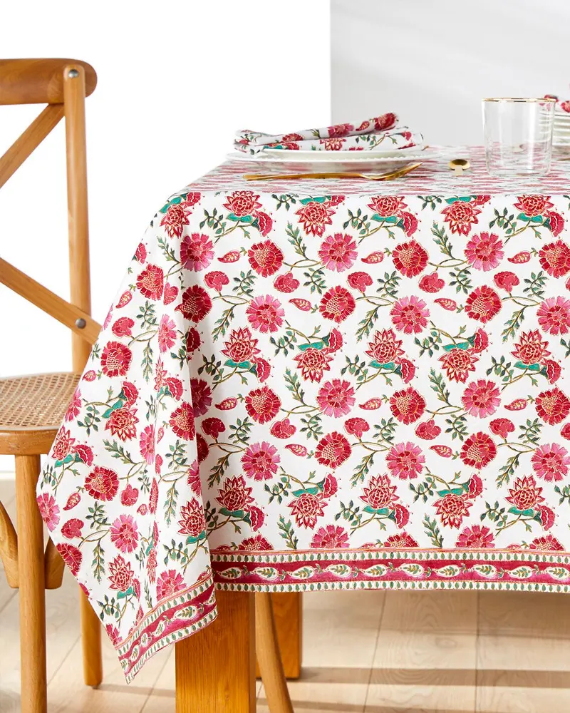 nappe florale rose rouge