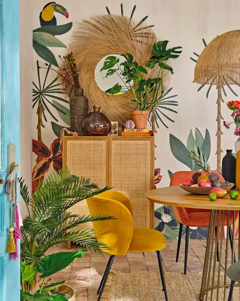papier peint tropical colore