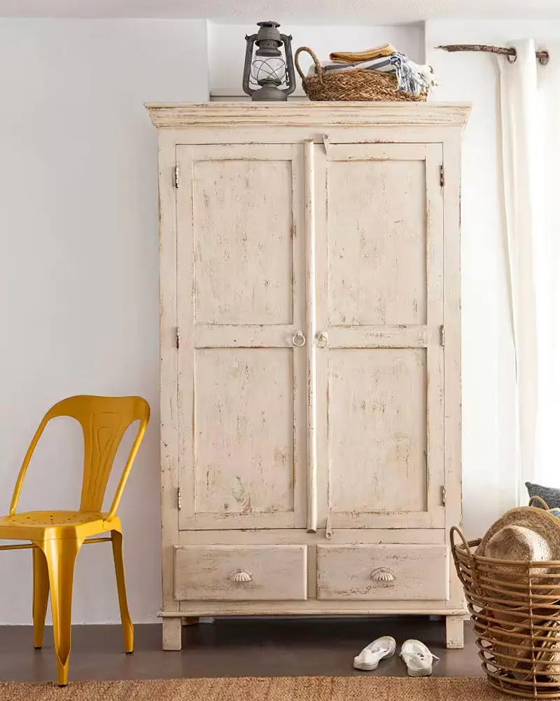 armoire blanche patinée recup