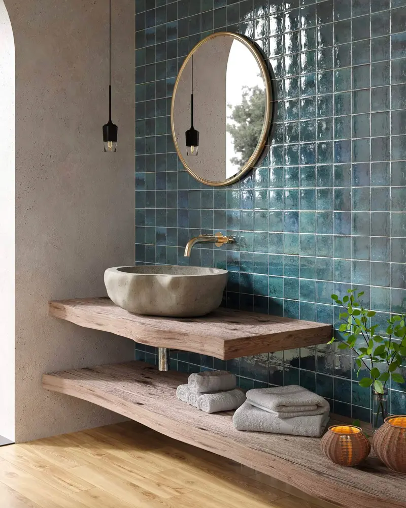 carrelage zellige bleu deco salle de bain