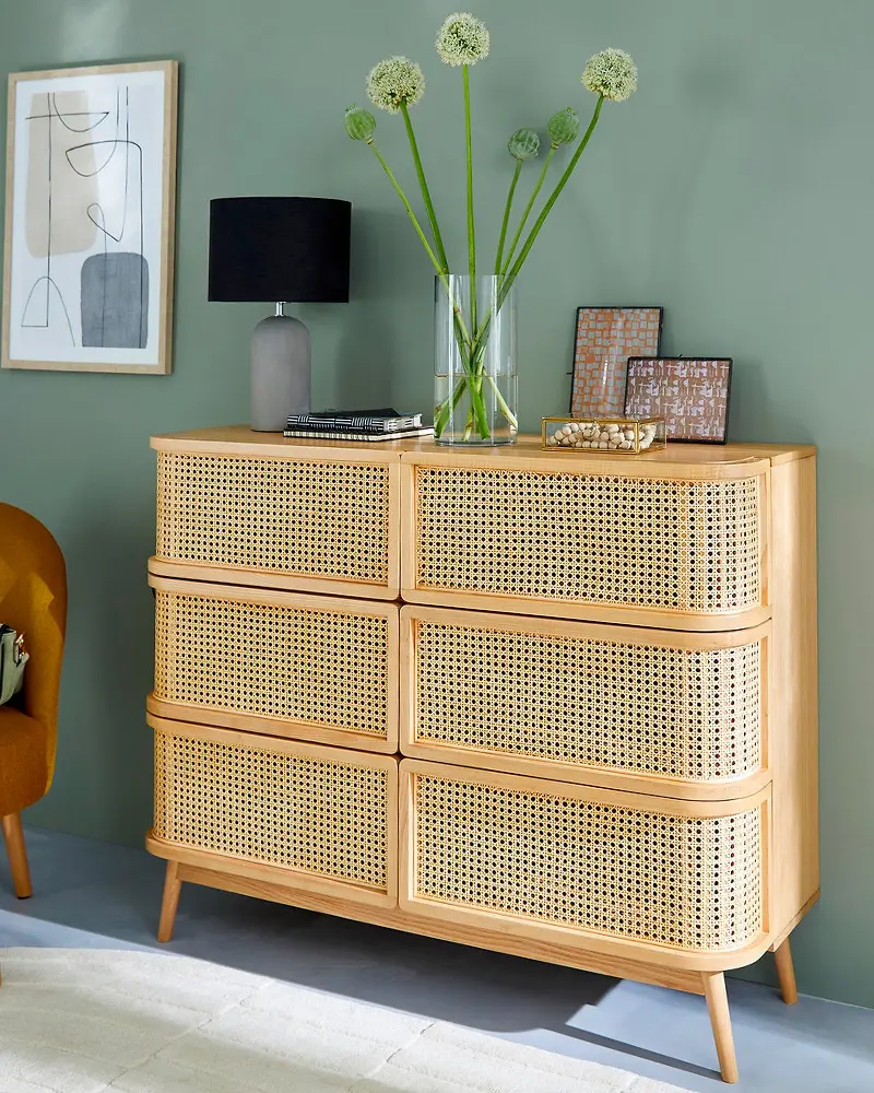 commode 6 tiroirs cannage
