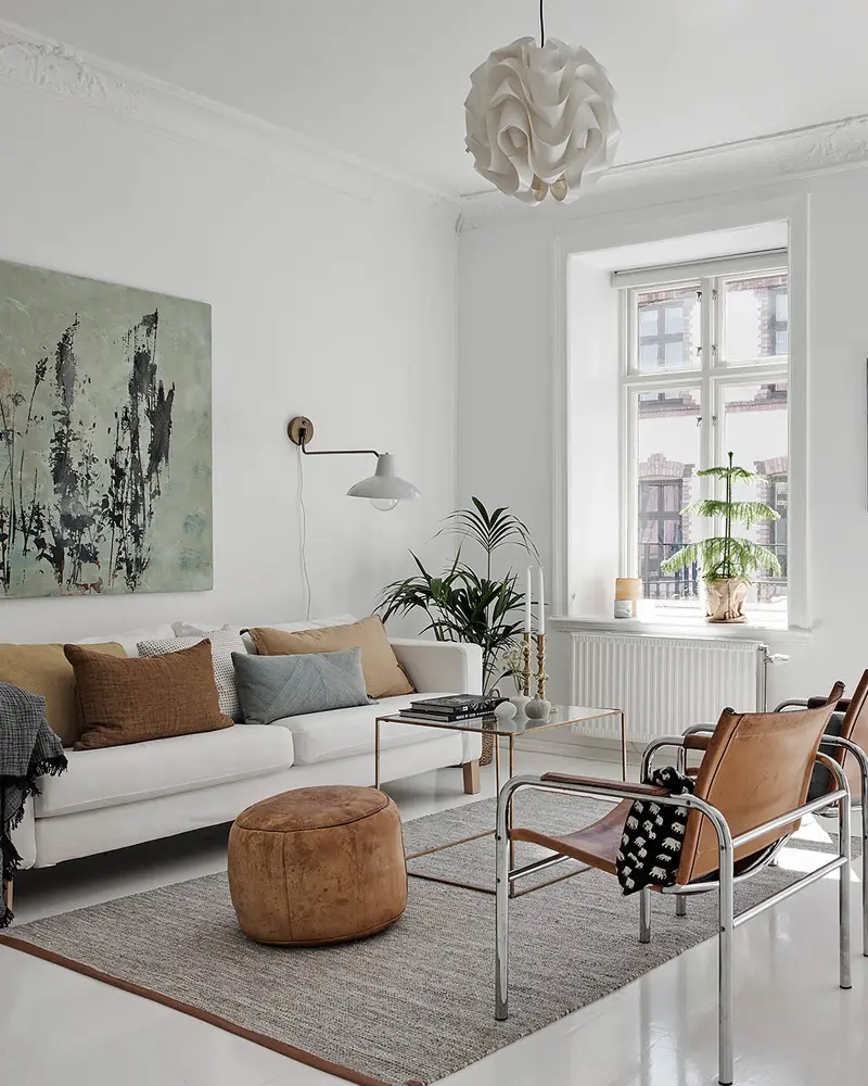 deco appartement blanc papier peint salon