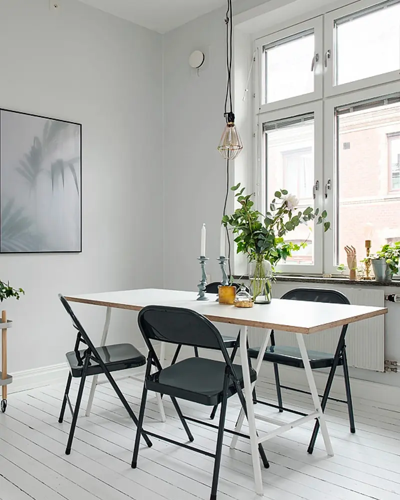 deco appartement moderne gris blanc salle a manger