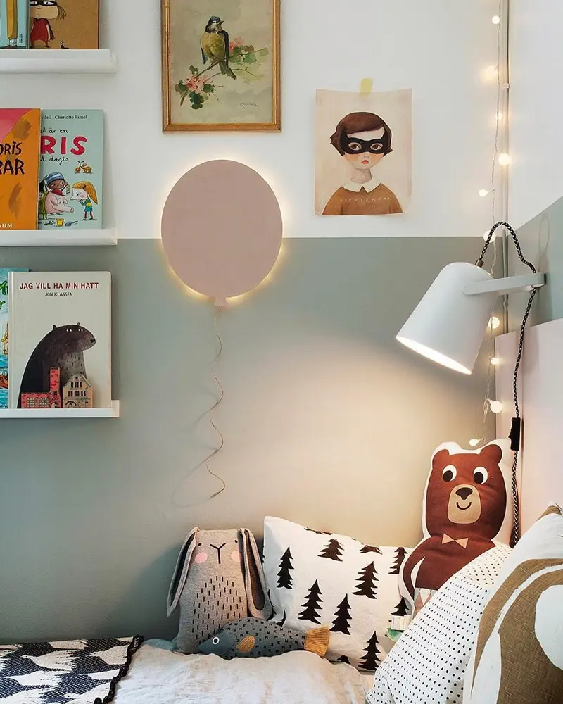 deco chambre enfant scandinave vert blanc