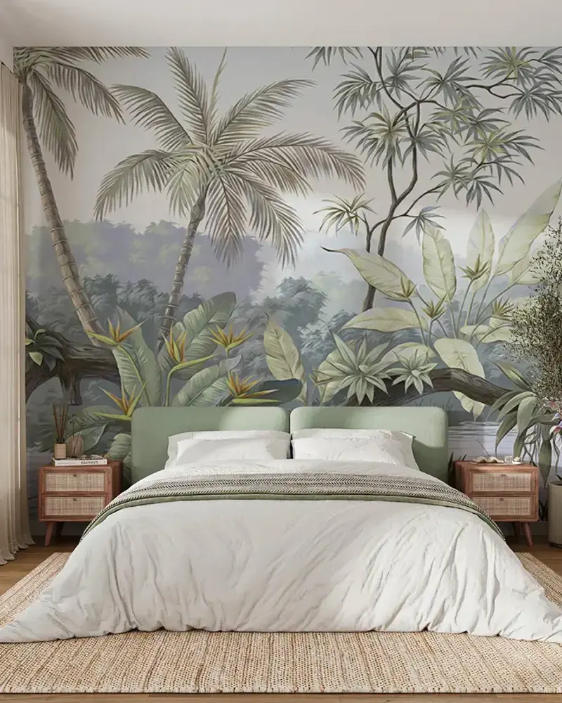 deco chambre papier peint tropical