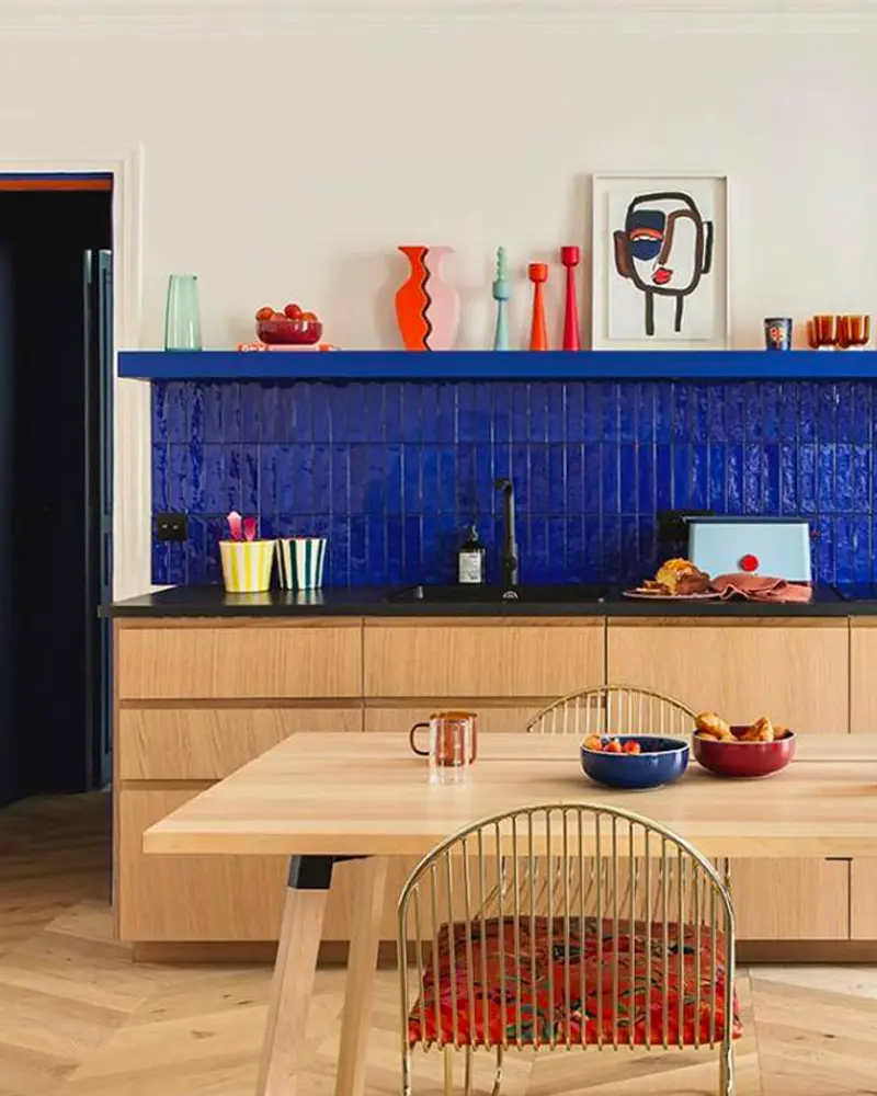 deco cuisine carrelage zellige bleu
