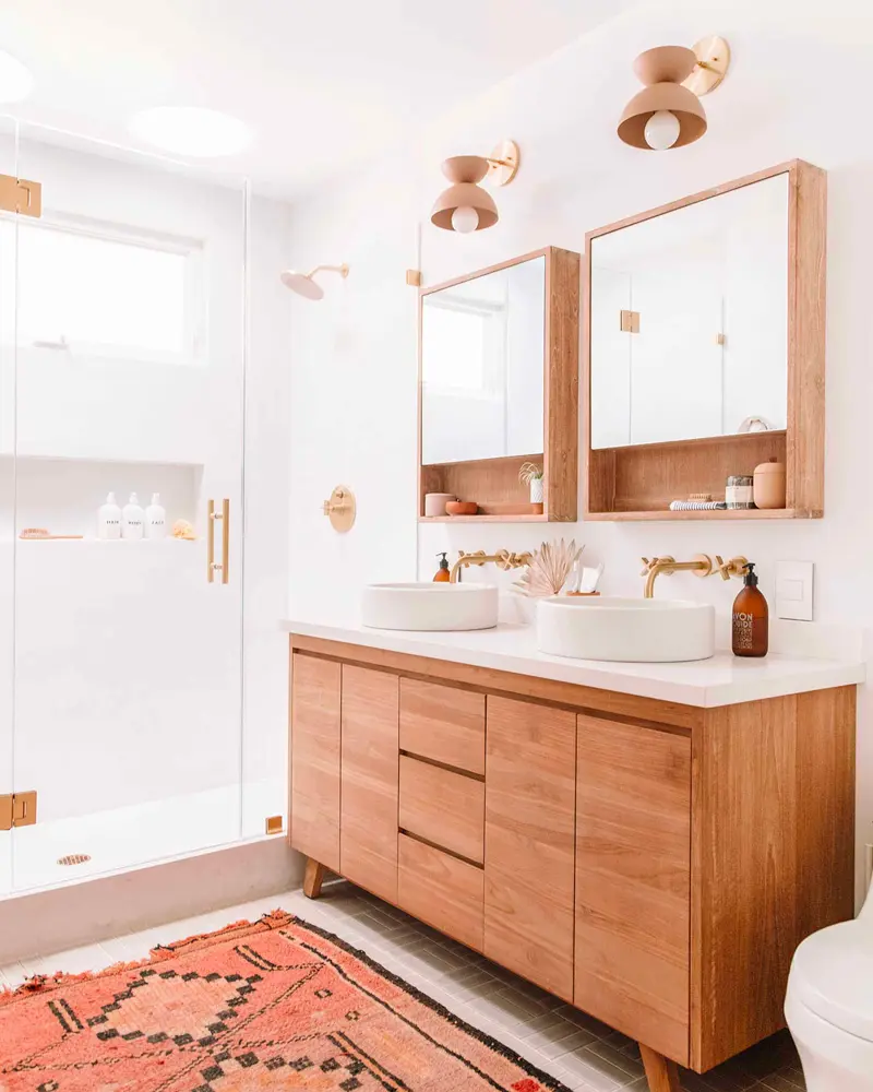 deco salle de bain cosy cocooning terracotta