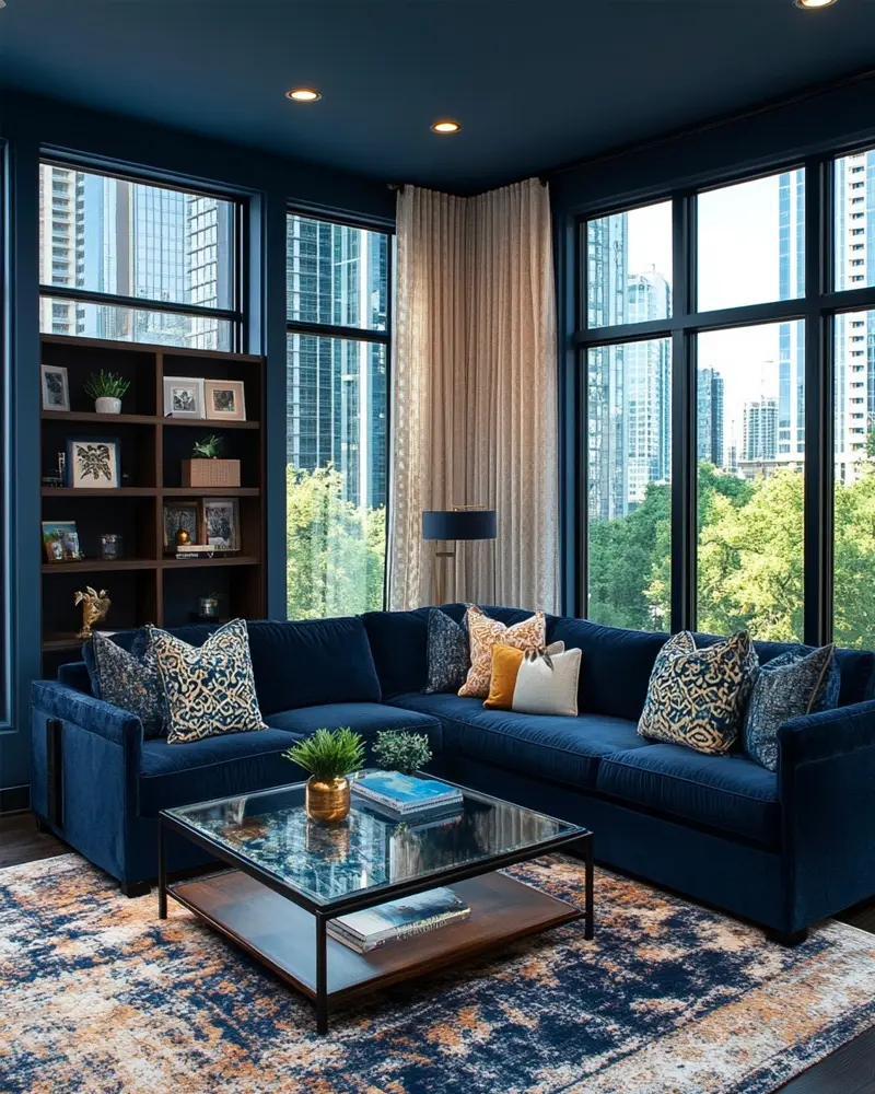 deco salon bleu