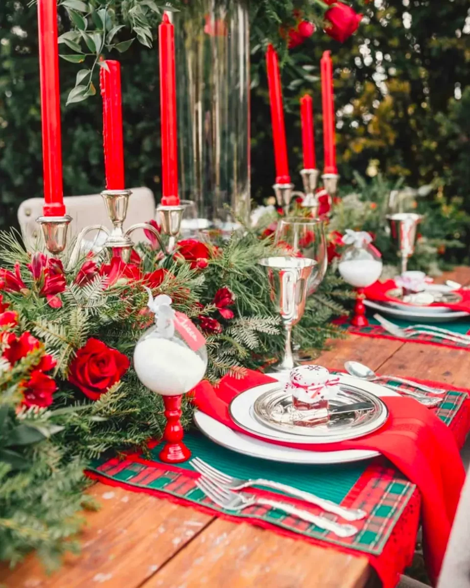 deco table noel chic rouge vert