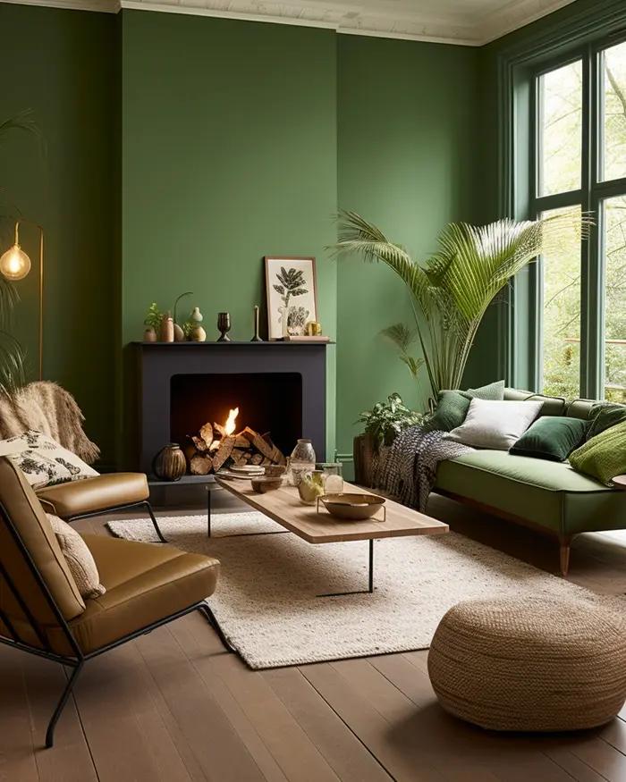 deco vert kaki salon