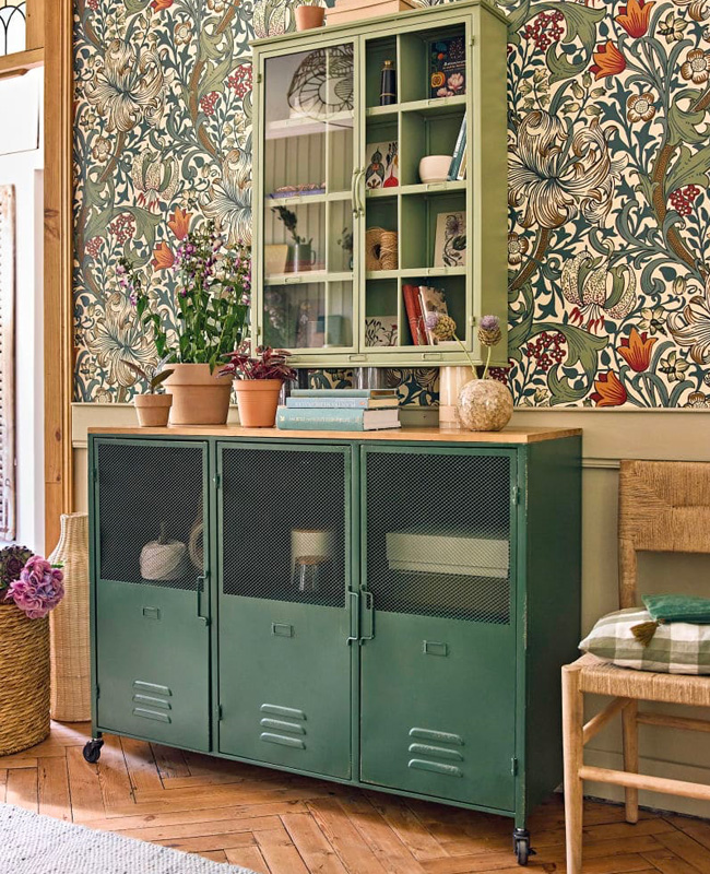 etagere murale metal vert sauge