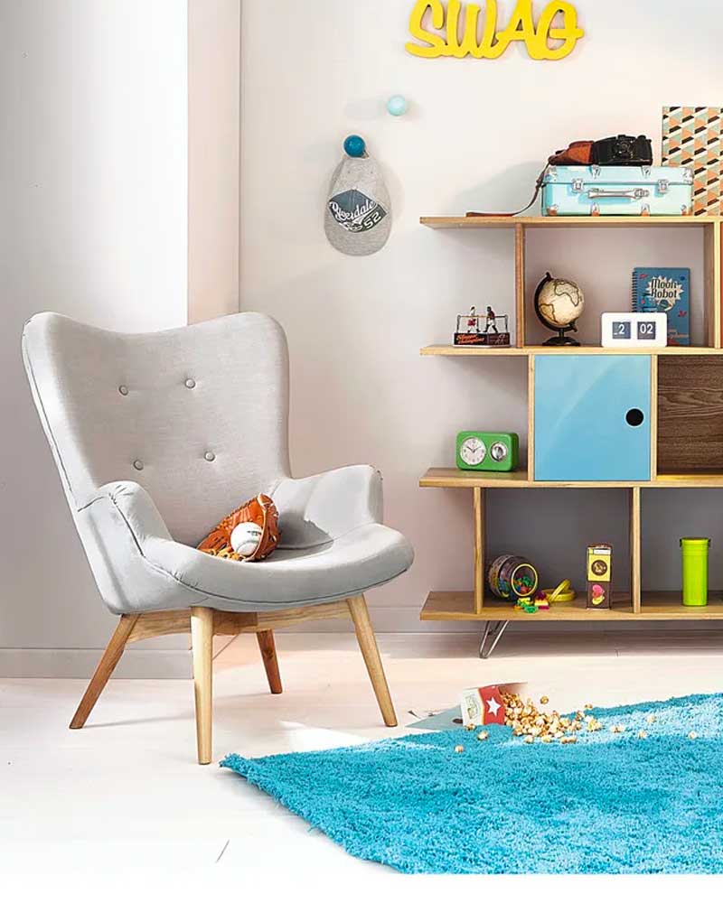 fauteuil scandinave gris bois