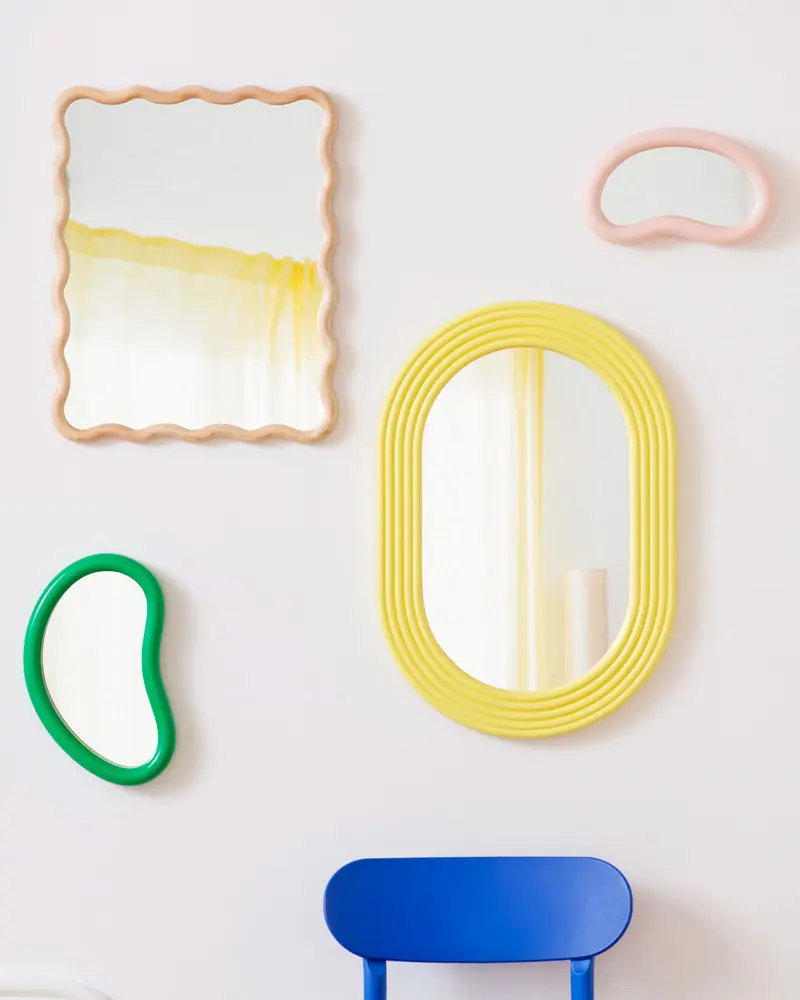 miroir jaune ovale