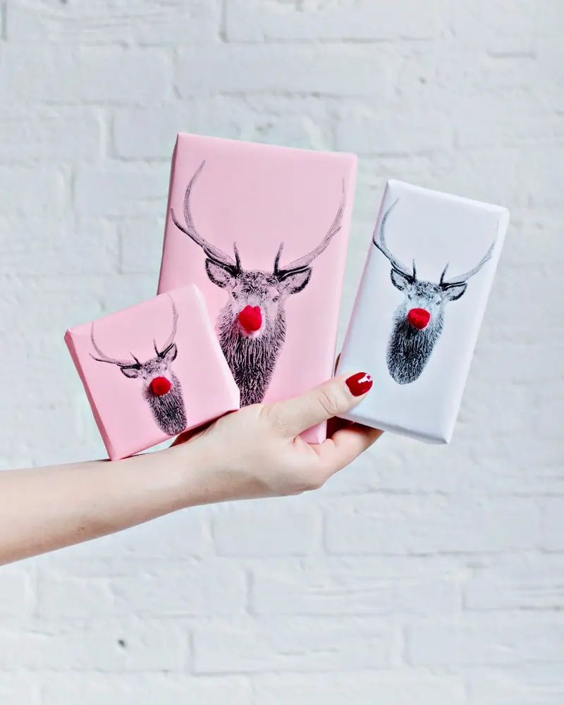 papier cadeau renne a imprimer noel diy