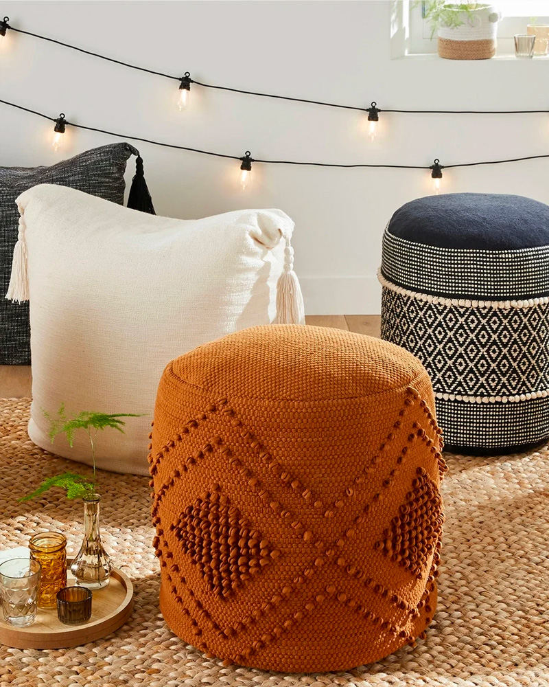 pouf ethnique terracotta