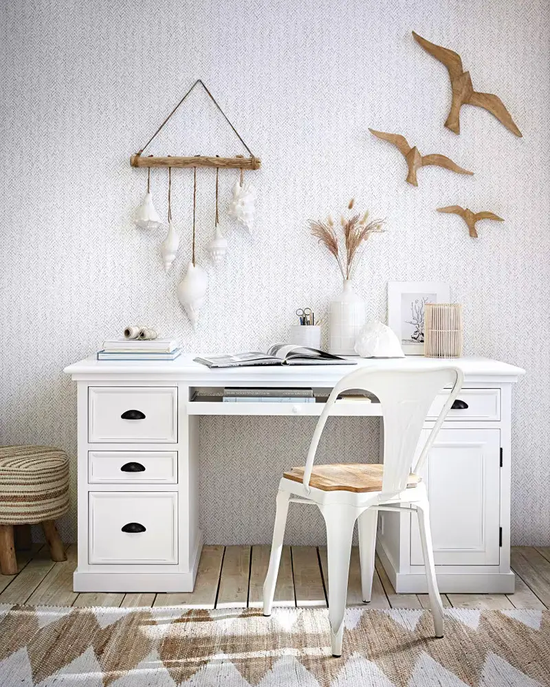 deco bureau bord de mer blanc bois