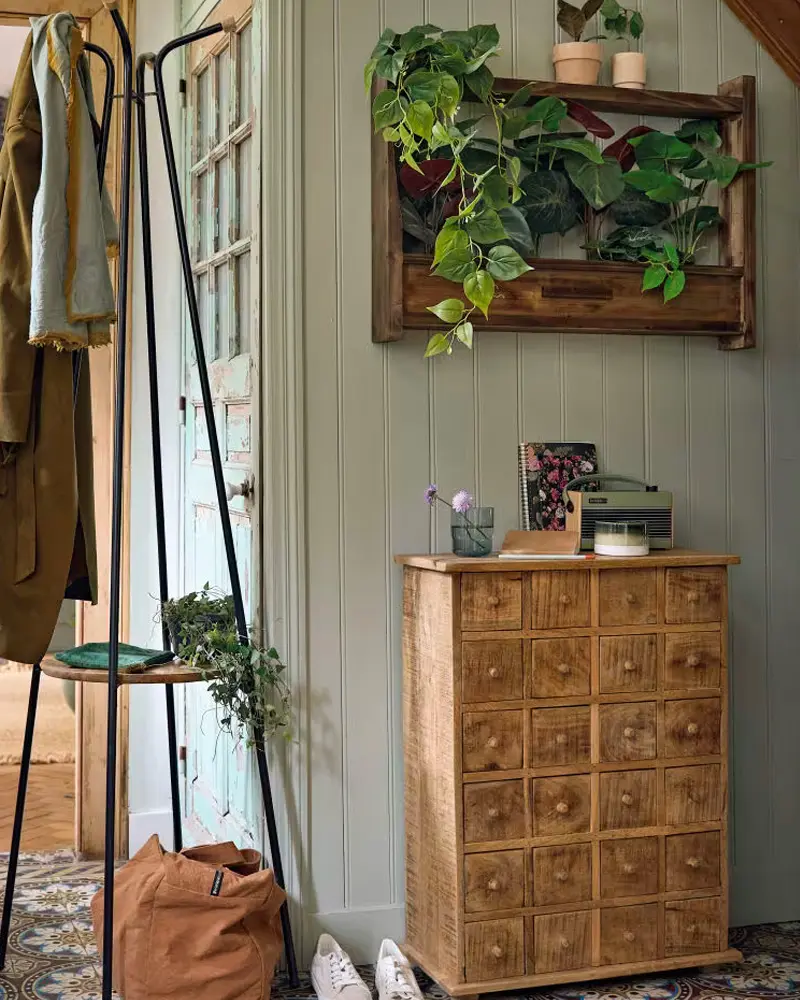 deco murale porte plante bois