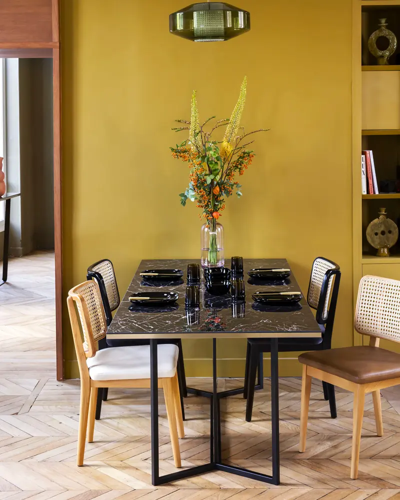 deco salle a manger cannage vintage